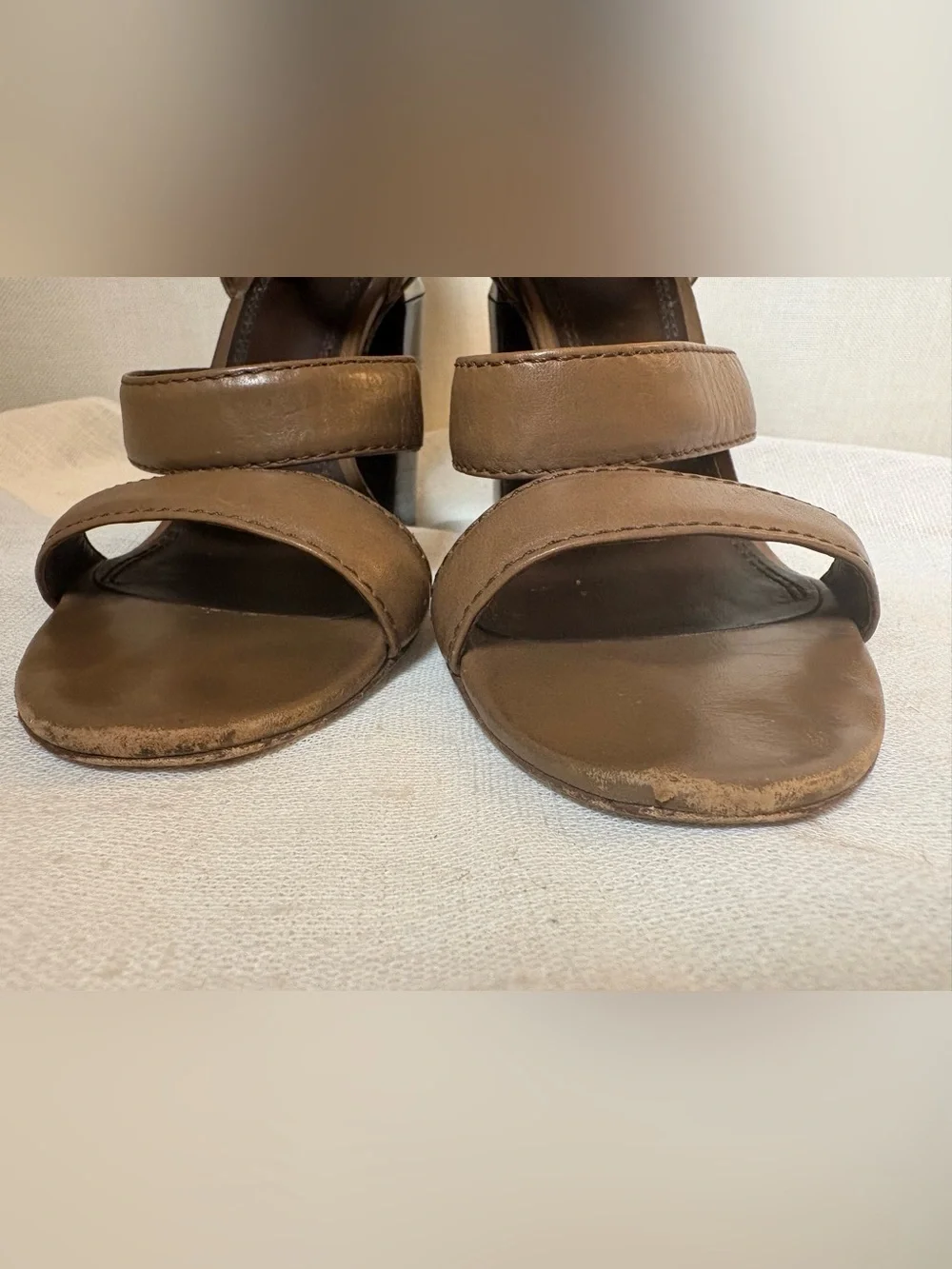 Tory Burch Brown Leather Block Heel Sandals Minimalist Luxury Size 6M